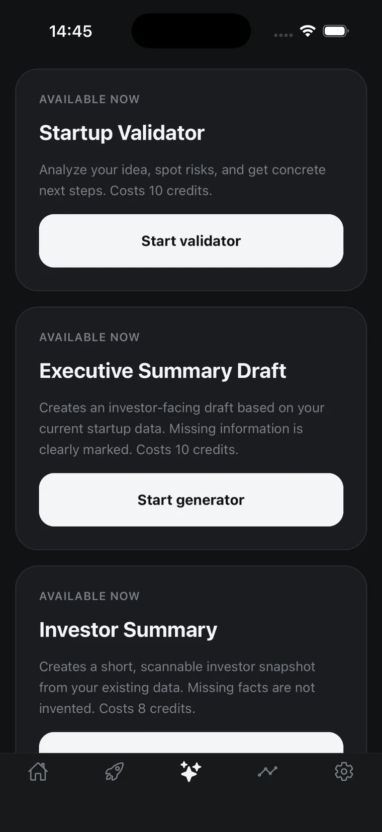 Aedaris Founder AI tools including Startup Validator and Executive Summary Draft